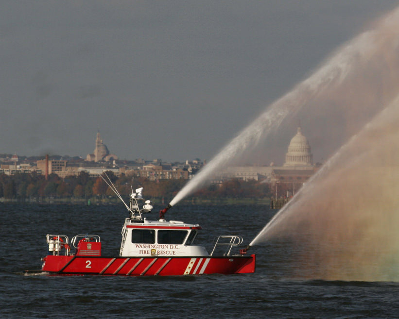 This is Washington DC Fireboat 2, in service since 2006, pumping before The Capitol.