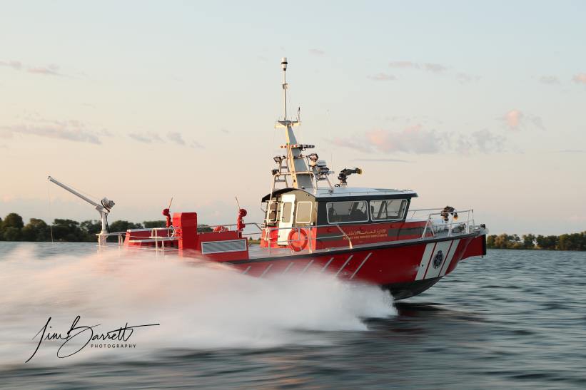 This High Speed, high pump-capacity Aluminum FireStorm fireboat is serving the <strong>Kuwait Fire Services Directorate</strong>.